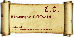 Biswanger Dévald névjegykártya